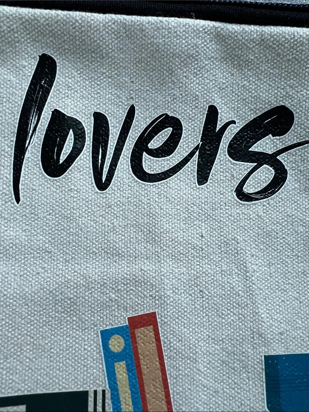 Book Lovers Canvas Zipper Pouch with Colorful Book Print Size 9” L x 6.5” W